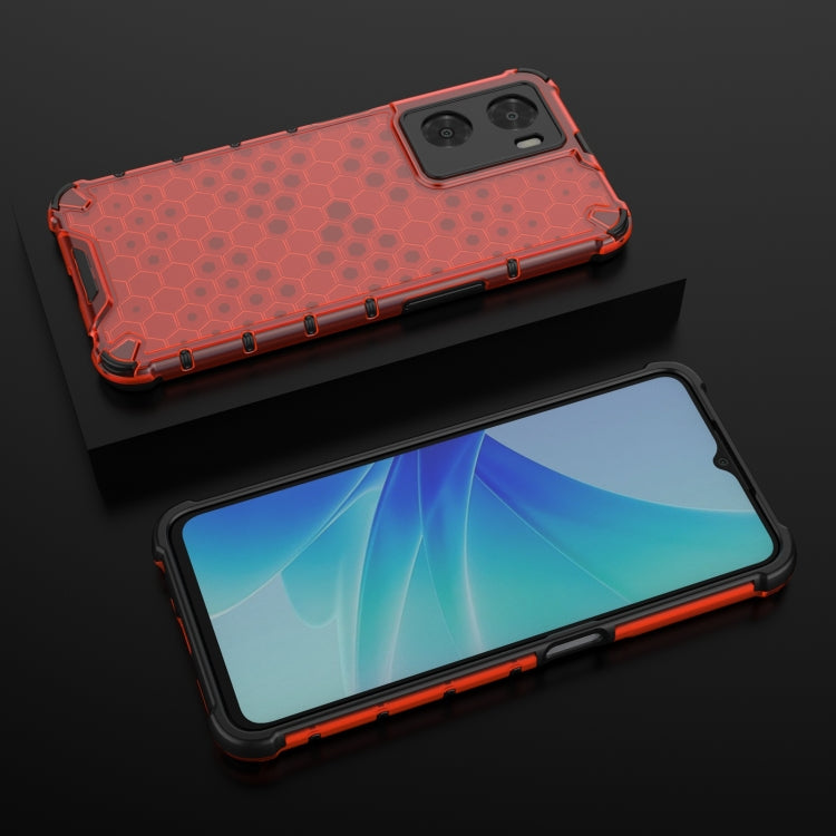 For OPPO A57 4G Global Honeycomb Phone Case(Red)