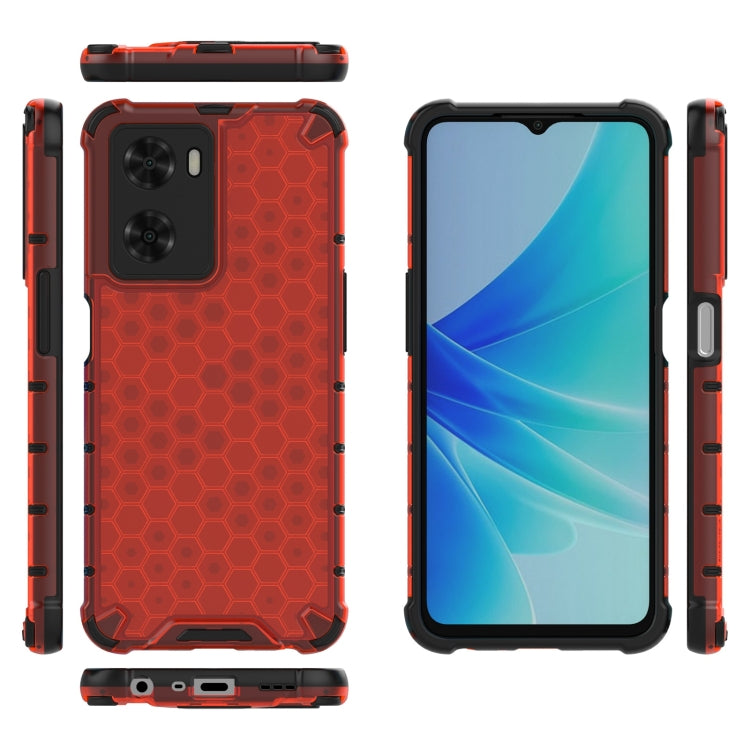 For OPPO A57 4G Global Honeycomb Phone Case(Red)