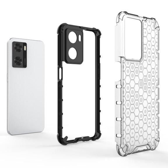 For OPPO A57 4G Global Honeycomb Phone Case(Red)