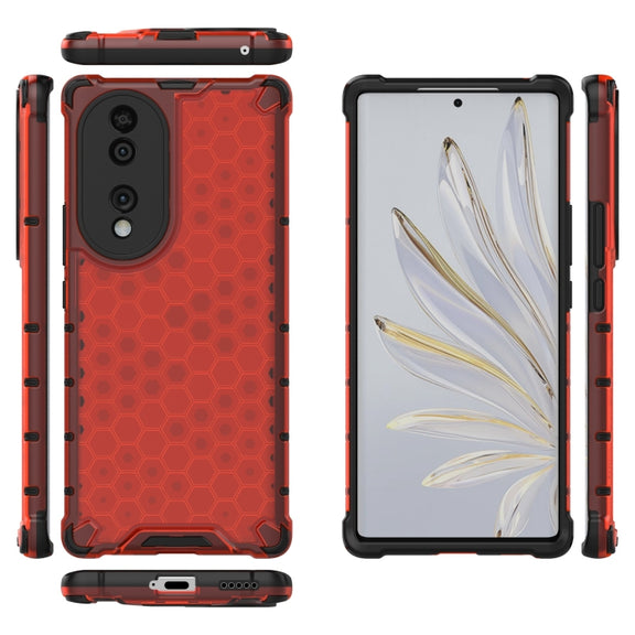 For Honor 70 5G Honeycomb Phone Case(Red)