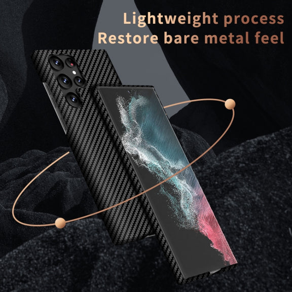For Samsung Galaxy S22 Plus 5G Carbon Fiber Texture MagSafe Magnetic Phone Case(Black)