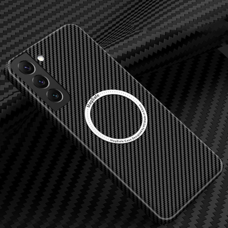 For Samsung Galaxy S21 Plus 5G Carbon Fiber Texture MagSafe Magnetic Phone Case(Black)