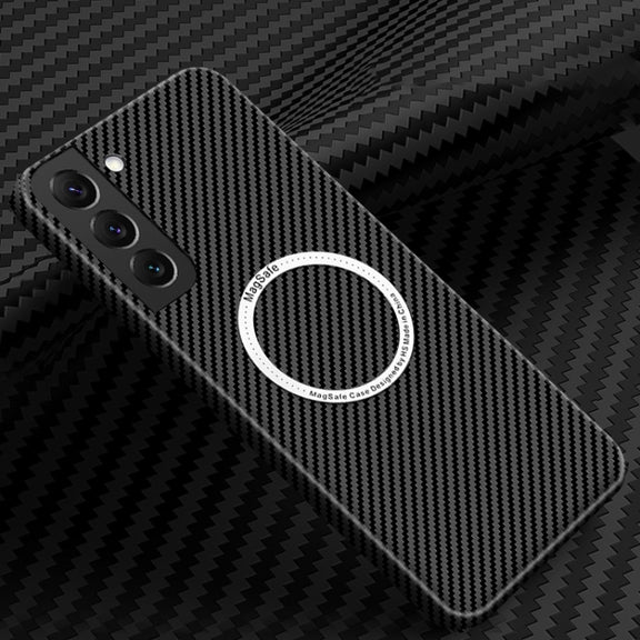 For Samsung Galaxy S21 Plus 5G Carbon Fiber Texture MagSafe Magnetic Phone Case(Black)