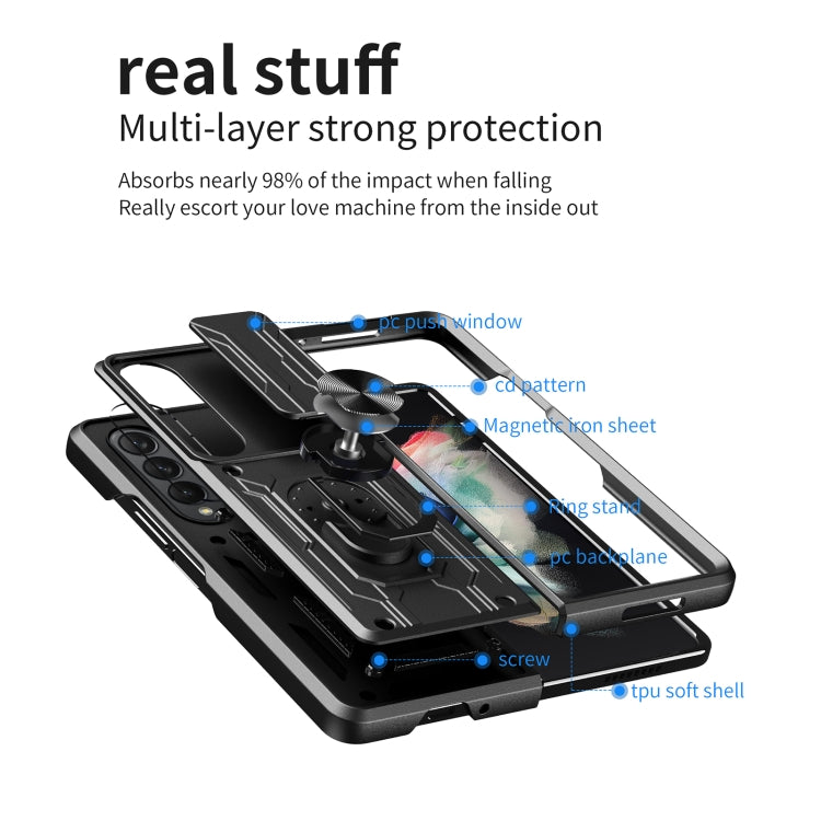 For Samsung Galaxy Z Fold4 Sliding Camshield Card Phone Case(White)