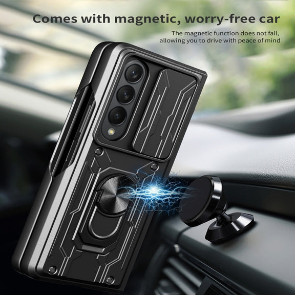 For Samsung Galaxy Z Fold4 Sliding Camshield Card Phone Case(White)