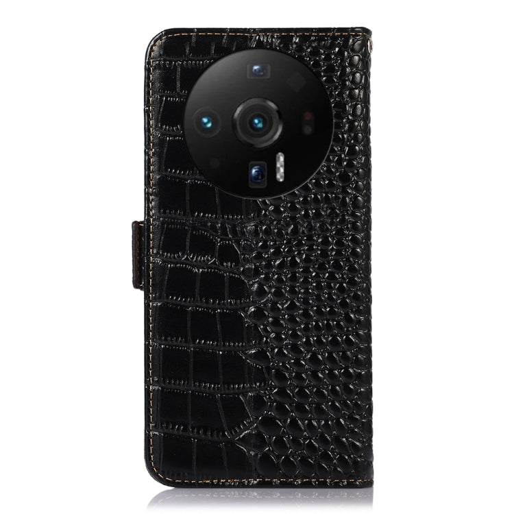 For Xiaomi 12S Ultra Crocodile Top Layer Cowhide Leather Phone Case(Black)