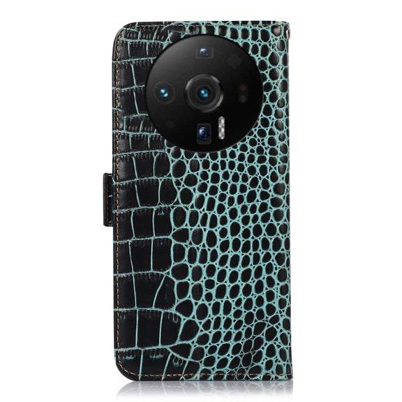 For Xiaomi 12S Ultra Crocodile Top Layer Cowhide Leather Phone Case(Green)