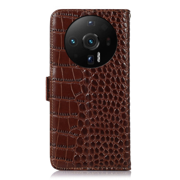 For Xiaomi 12S Ultra Crocodile Top Layer Cowhide Leather Phone Case(Brown)