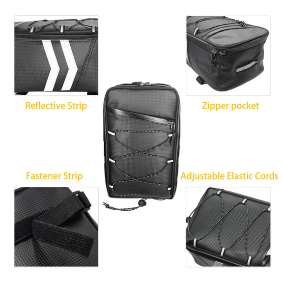 Motorcycle Water-resistant PU Leather Rack Rear Carrier Bag, Capacity: 8L with Rain Cover