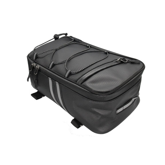 Motorcycle Water-resistant PU Leather Rack Rear Carrier Bag, Capacity: 8L with Rain Cover