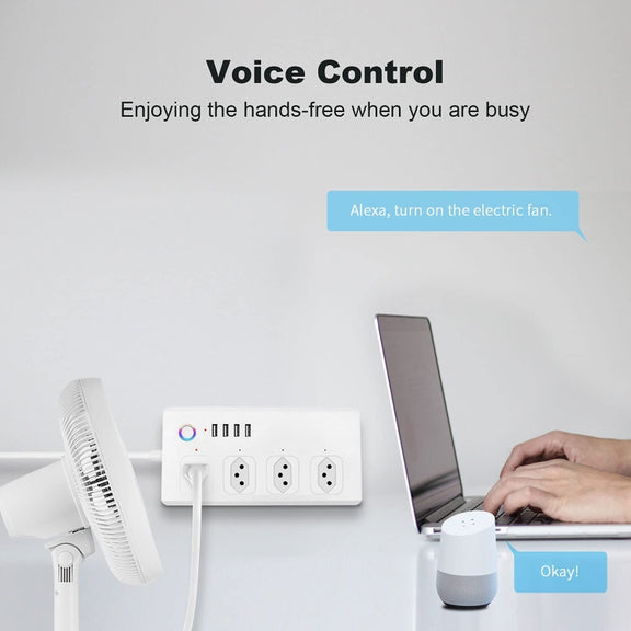 ZigBee 10A SM-SO301-B 4 Holes + 4 USB Multi-purpose Smart Power Strip, Brazil Plug