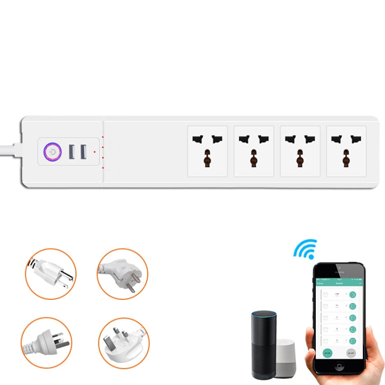 ZigBee 10A SM-SO306-M 4 Holes + 2 USB Multi-purpose Smart Power Strip(UK Plug)