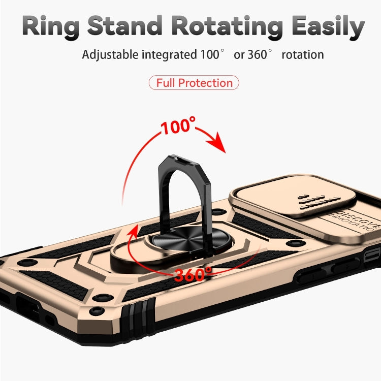 For iPhone 14 Pro Max Sliding Camshield Holder Phone Case (Gold)