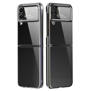 For Samsung Galaxy Z Flip4 PC Folding Electroplating Transparent Phone Case(Black)