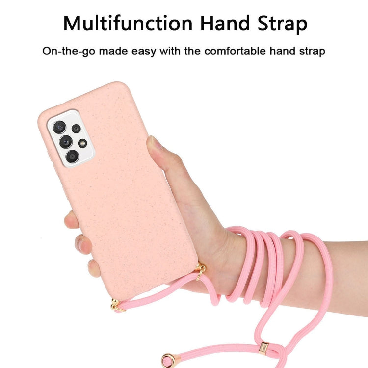 For Samsung Galaxy A33 5G Wheat Straw Material + TPU Protective Case with Lanyard(Pink)