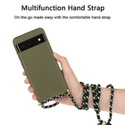 For Google Pixel 6 Wheat Straw Material + TPU Protective Case with Lanyard(Army Green)