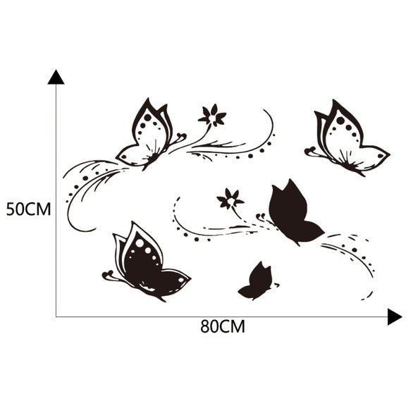 D-907 Butterflies Pattern Car Modified Decorative Sticker(Black)