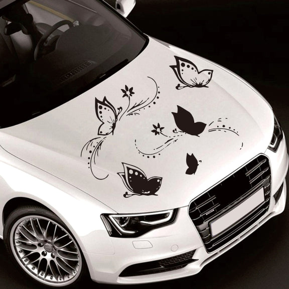 D-907 Butterflies Pattern Car Modified Decorative Sticker(Black)