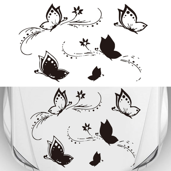 D-907 Butterflies Pattern Car Modified Decorative Sticker(Black)