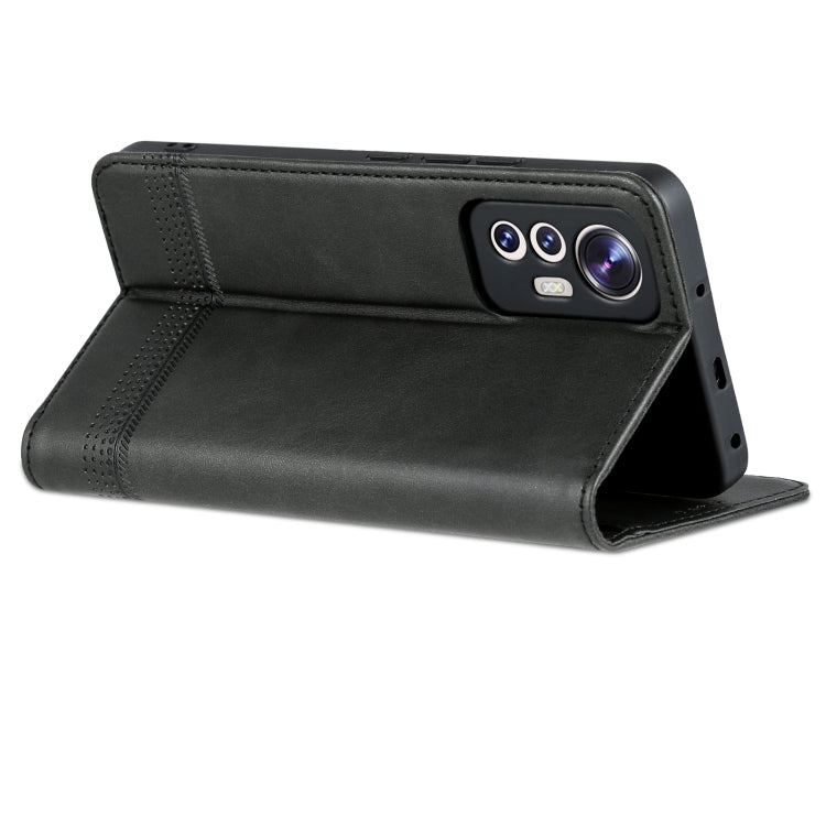 For Xiaomi 12 Lite AZNS Magnetic Calf Texture Leather Phone Case(Black)