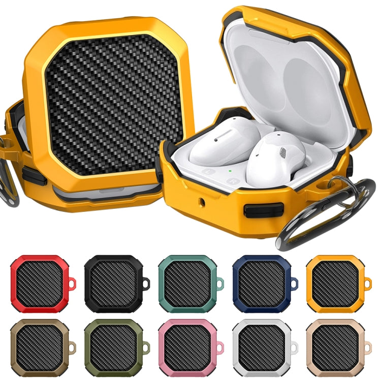 For Samsung Galaxy Buds Live / Buds 2 / Buds Pro/Buds 2 Pro Thunder Carbon Fiber TPU+PC Earphones Protective Case with Hook Up(Black)
