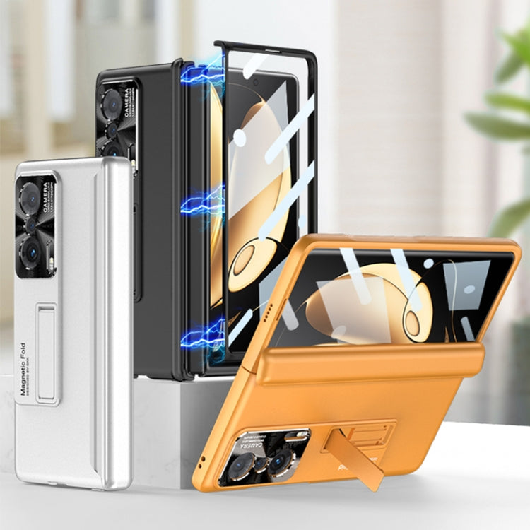 For Honor Magic V GKK Magnetic Hinge Flip Phone Case with Holder(Silver)
