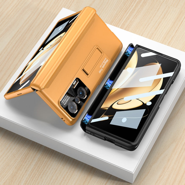 For Honor Magic V GKK Magnetic Hinge Flip Phone Case with Holder(Orange)