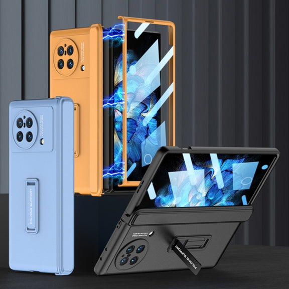 For vivo X Fold GKK Magnetic Hinge Flip Phone Case with Holder(Orange)