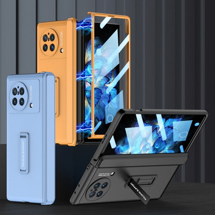 For vivo X Fold GKK Magnetic Hinge Flip Phone Case with Holder(Orange)