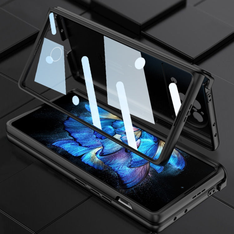 For vivo X Fold GKK Magnetic Hinge Flip Phone Case with Holder(Black)