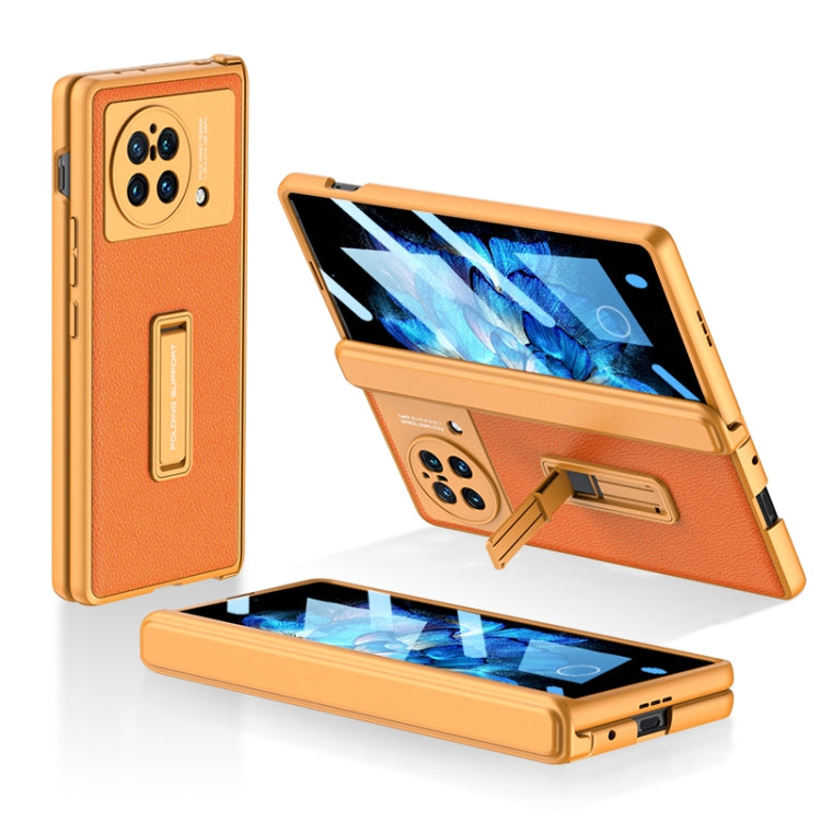 For vivo X Fold GKK Magnetic Hinge Flip Leather Phone Case with Holder(Orange)