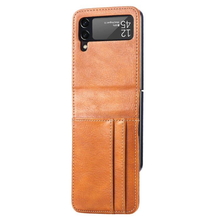 For Samsung Galaxy Z Flip4 5G Vertical Flip Card Slot Leather Phone Case(Brown)