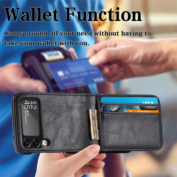 For Samsung Galaxy Z Flip4 5G Vertical Flip Card Slot Leather Phone Case(Black)