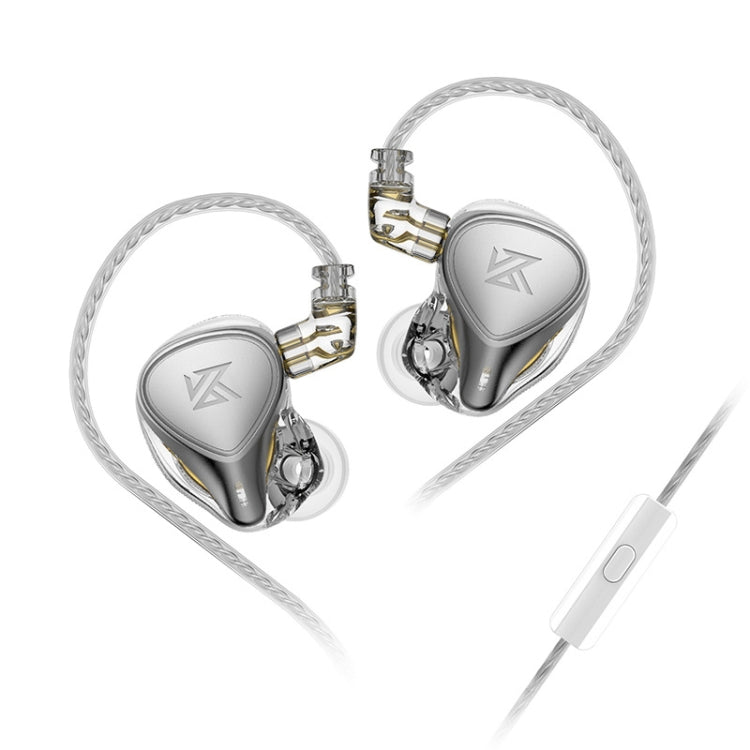 KZ-ZEX PRO 1.2m Electrostatic Coil Iron Hybrid In-Ear Headphones, Style:With Microphone(Pearl Chrome)