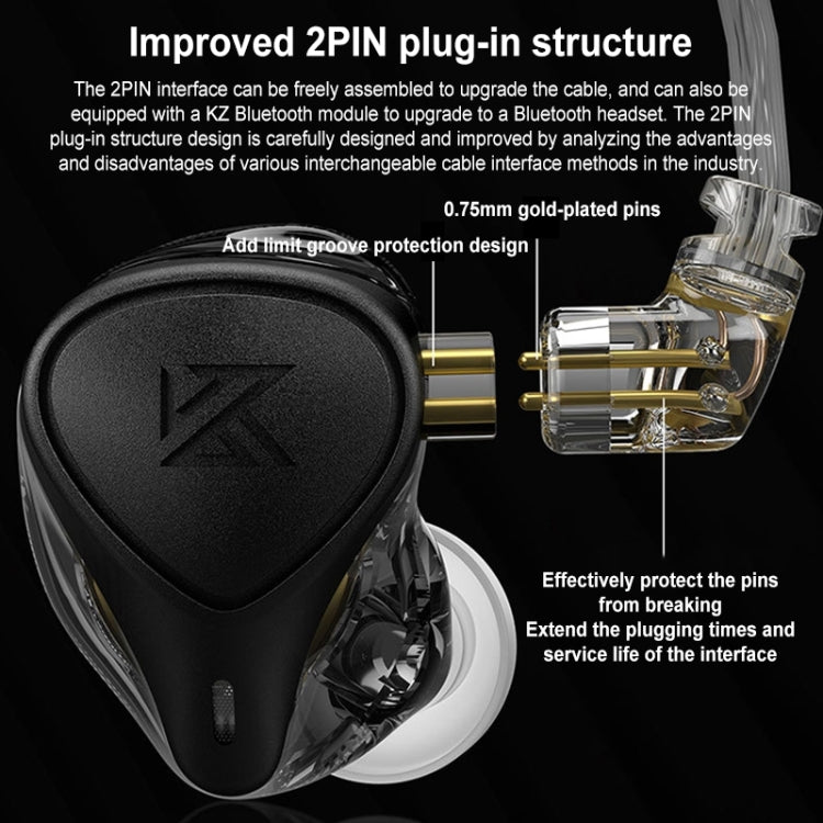 KZ-ZEX PRO 1.2m Electrostatic Coil Iron Hybrid In-Ear Headphones, Style:With Microphone(Pearl Chrome)