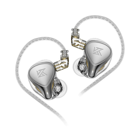 KZ-ZEX PRO 1.2m Electrostatic Coil Iron Hybrid In-Ear Headphones, Style:Without Microphone(Pearl Chrome)