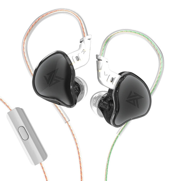 KZ-EDC 1.2m High-Value Subwoofer Wired HIFI In-Ear Headphones, Style:With Microphone(Shining Black)