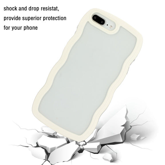 Candy Color Wave TPU Clear PC Phone Case For iPhone 7 Plus / 8 Plus(White)
