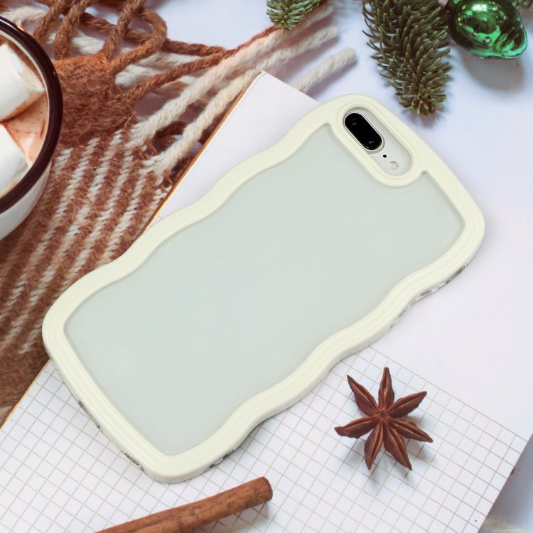 Candy Color Wave TPU Clear PC Phone Case For iPhone 7 Plus / 8 Plus(White)