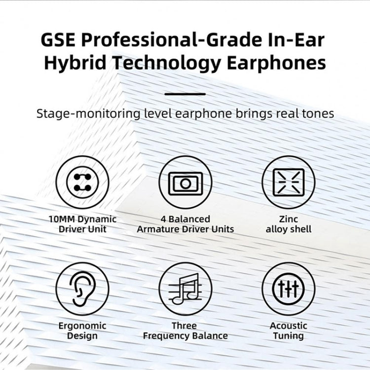 GK GSE Ten-Unit Coil Iron Subwoofer HIFI In-Ear Headphones(With Microphone)