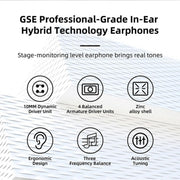GK GSE Ten-Unit Coil Iron Subwoofer HIFI In-Ear Headphones(With Microphone)