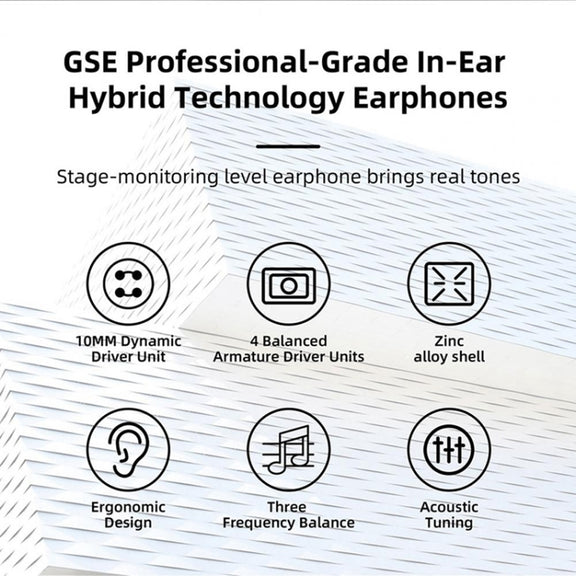GK GSE Ten-Unit Coil Iron Subwoofer HIFI In-Ear Headphones(With Microphone)