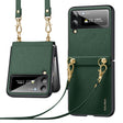 For Samsung Galaxy Z Flip3 5G SULADA Litchi Texture Leather + TPU Phone Case with Strap(Green) - Galaxy Phone Cases by SULADA | Online Shopping South Africa | PMC TechLife | Buy Now Pay Later Mobicred