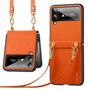 For Samsung Galaxy Z Flip3 5G SULADA Litchi Texture Leather + TPU Phone Case with Strap(Orange)