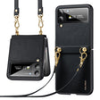 For Samsung Galaxy Z Flip3 5G SULADA Litchi Texture Leather + TPU Phone Case with Strap(Black) - Galaxy Phone Cases by SULADA | Online Shopping South Africa | PMC TechLife | Buy Now Pay Later Mobicred