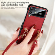 For Samsung Galaxy Z Flip3 5G SULADA Litchi Texture Leather + TPU Phone Case with Strap(Green)