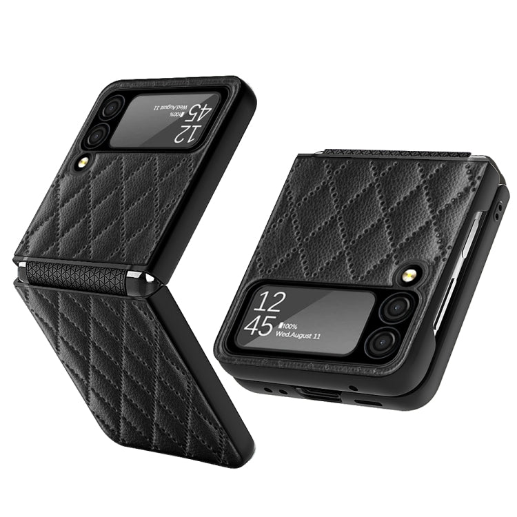 For Samsung Galaxy Z Flip4 Diamond Lattice Hinge Phone Case(Black)