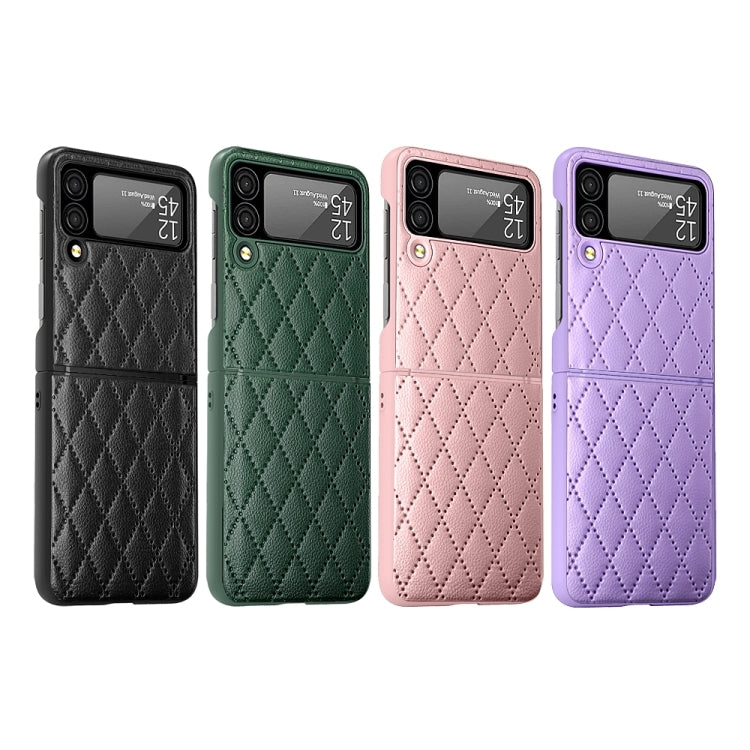 For Samsung Galaxy Z Flip4 Diamond Lattice Hinge Phone Case(Purple)