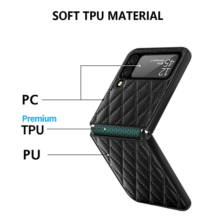 For Samsung Galaxy Z Flip4 Diamond Lattice Hinge Phone Case(Purple)