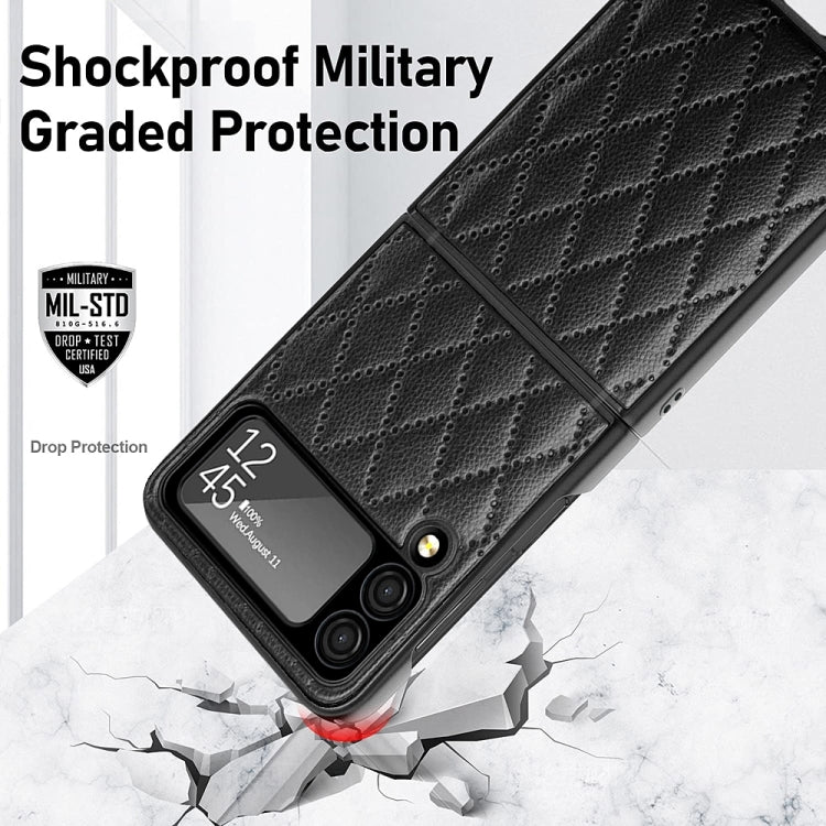For Samsung Galaxy Z Flip4 Diamond Lattice Hinge Phone Case(Purple)